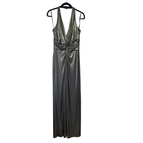 Lauren Ralph Lauren Women's Halter Evening Formal Dress Metallic Bronze Size 14 - Picture 1 of 10